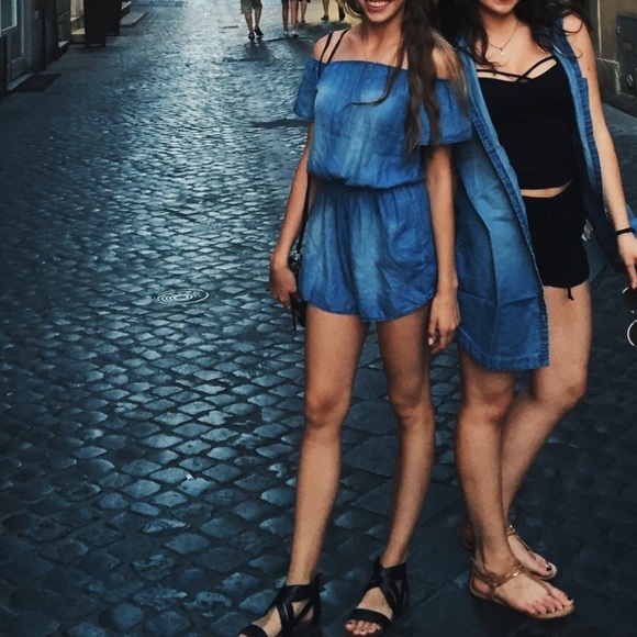 jean romper - purchased in Italy at a boutique - Picture 2 of 4